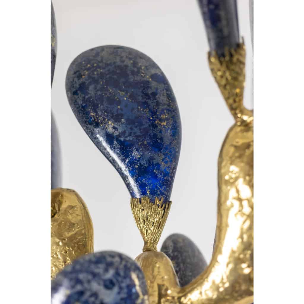 Jacques Duval Brasseur, Grande sculpture cactus en laiton doré. 1992 16