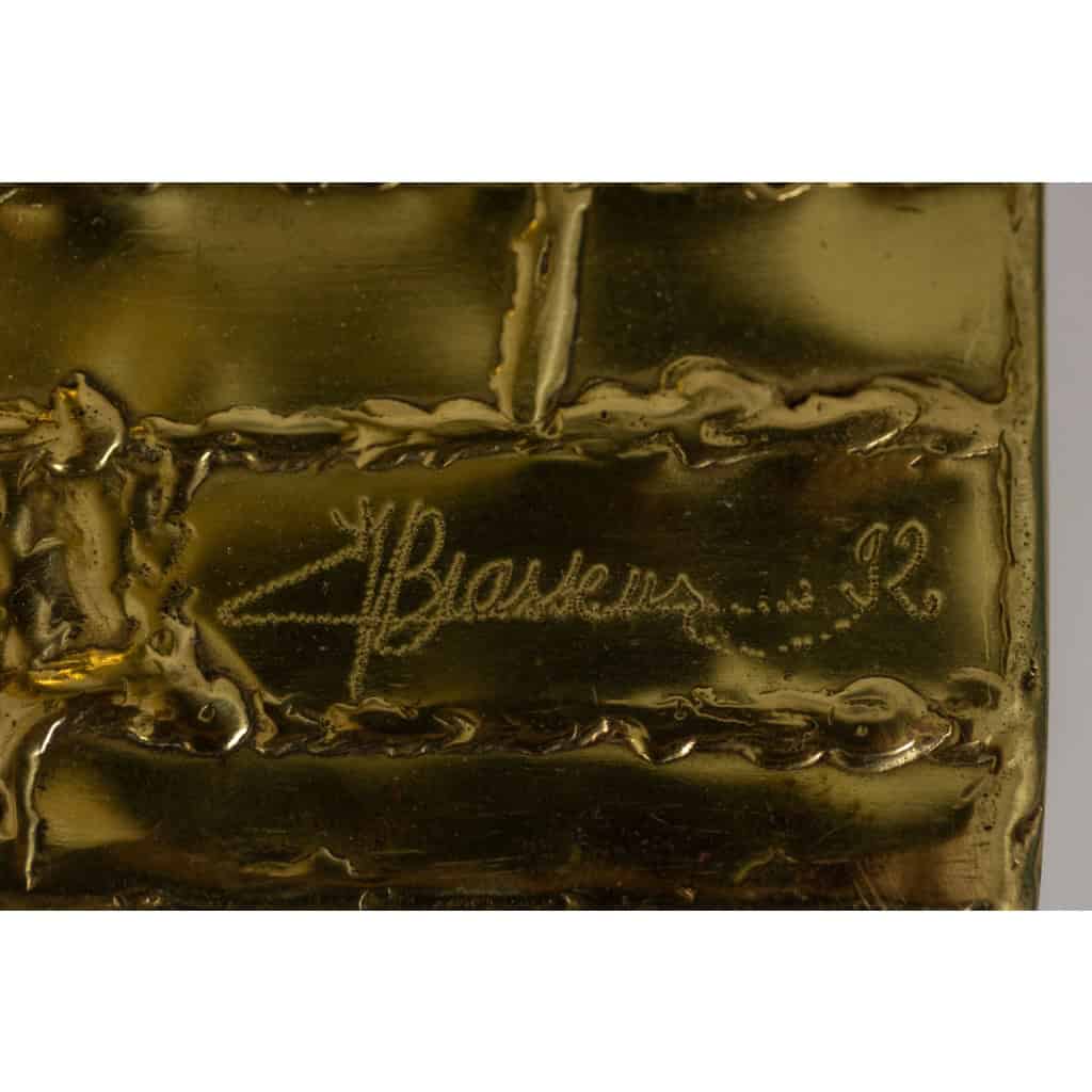 Jacques Duval Brasseur, Grande sculpture cactus en laiton doré. 1992 22