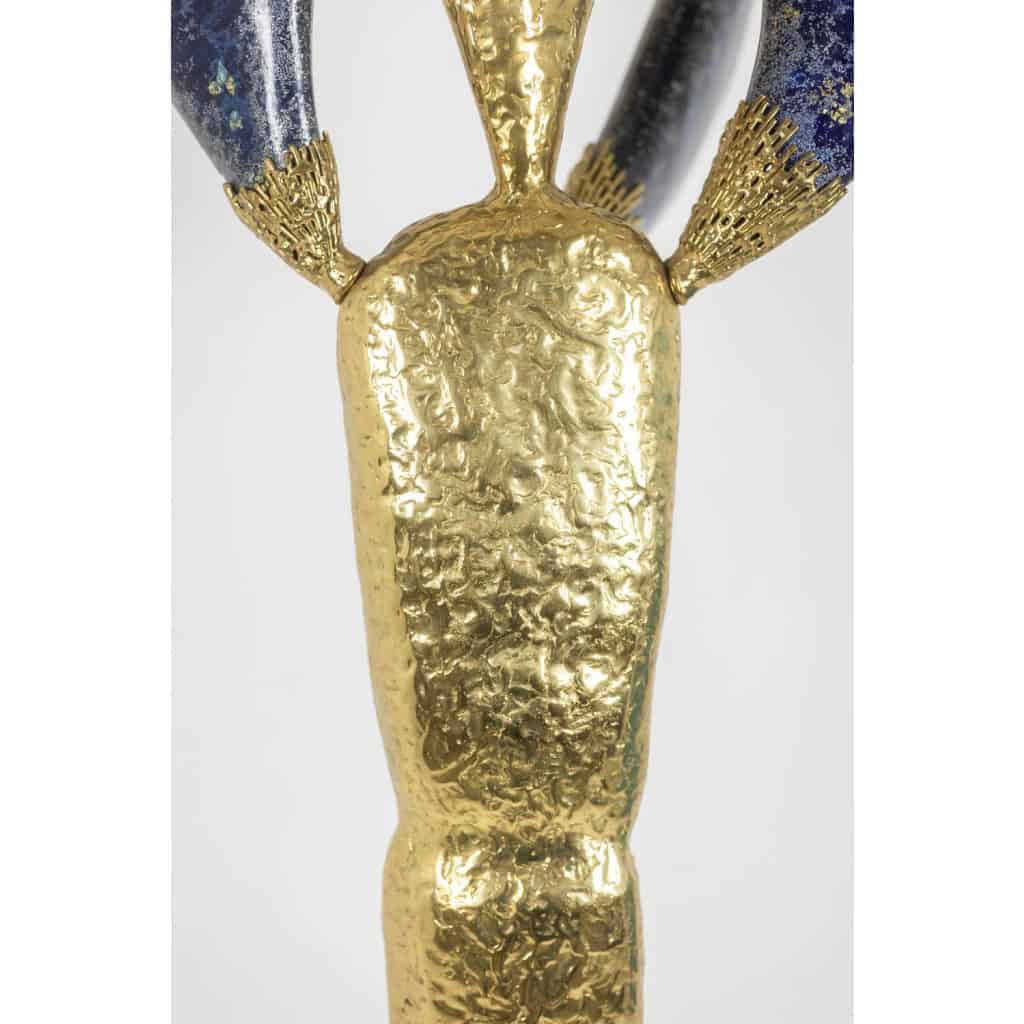 Jacques Duval Brasseur, Grande sculpture cactus en laiton doré. 1992 8