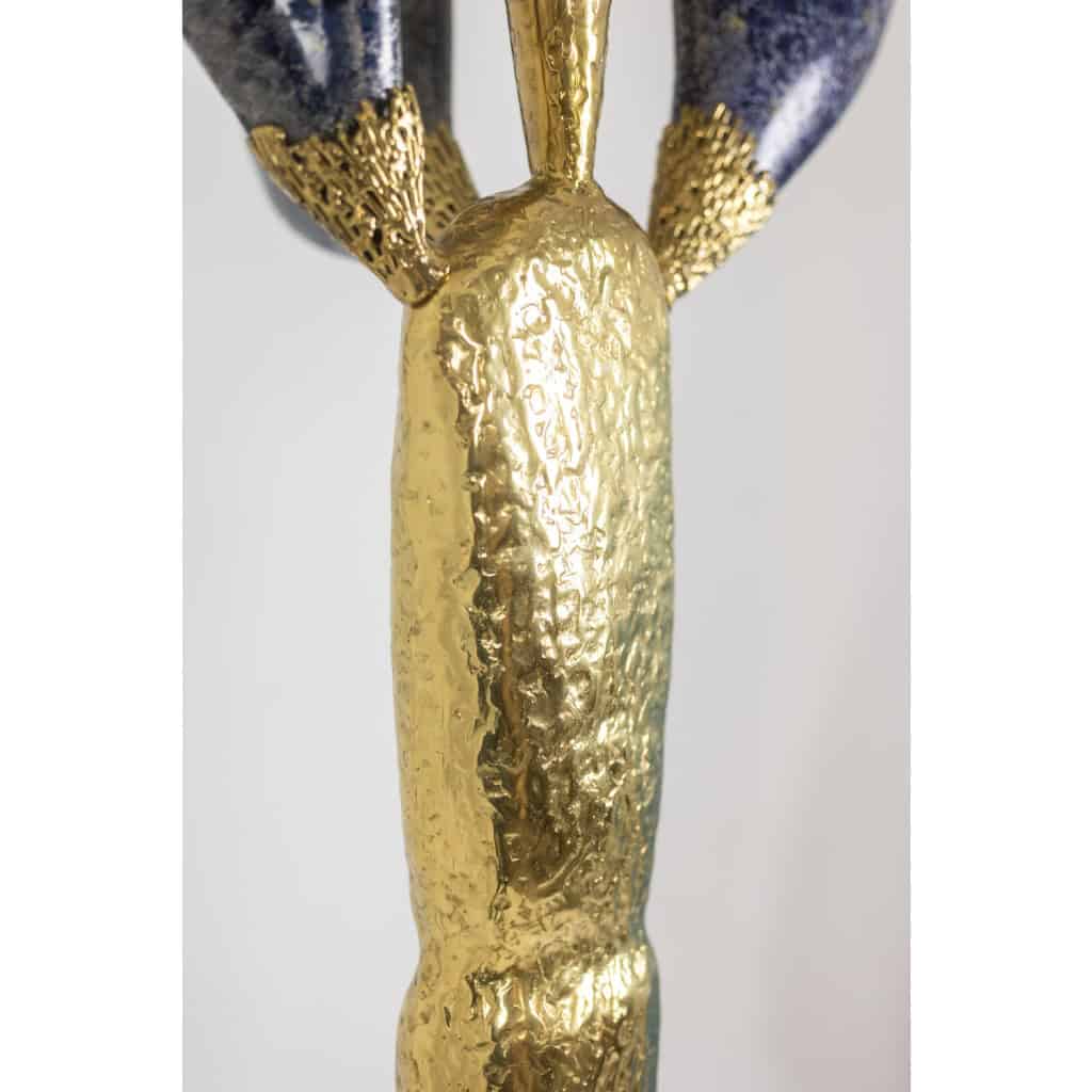 Jacques Duval Brasseur, Grande sculpture cactus en laiton doré. 1992 9