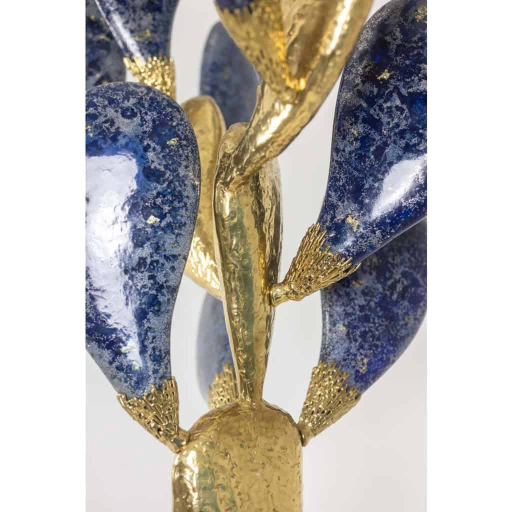 Jacques Duval Brasseur, Grande sculpture cactus en laiton doré. 1992 11