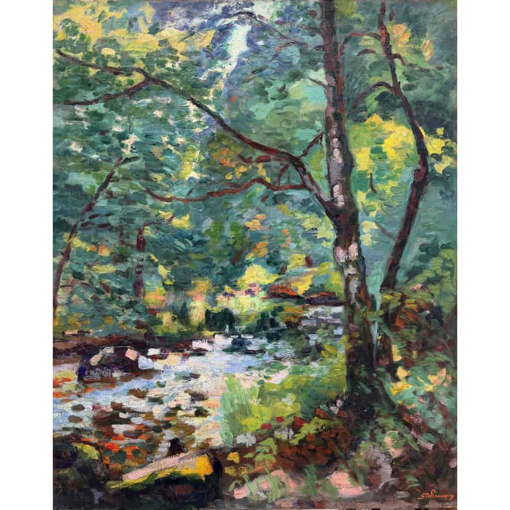 GUILLAUMIN Armand Crozant bords de la Sedelle Huile sur toile vers 1912 signée Certificat d&rsquo;authenticité du Comité 5