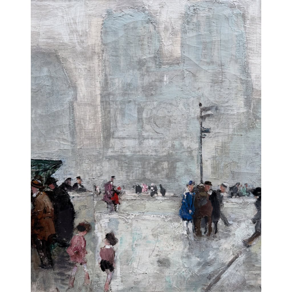 HERVE Jules Peinture impressionniste 20è Paris Les bouquinistes devant Notre Dame Huile sur Toile Signée Certificat 12 HERVE Jules Peinture impressionniste 20è Paris Les bouquinistes devant Notre Dame Huile sur Toile Signée Certificat 12