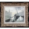 HERVE Jules Peinture Française 20è Paris La Seine et ses bouquinistes Huile sur Toile Signée Certificat d&rsquo;authenticité 20