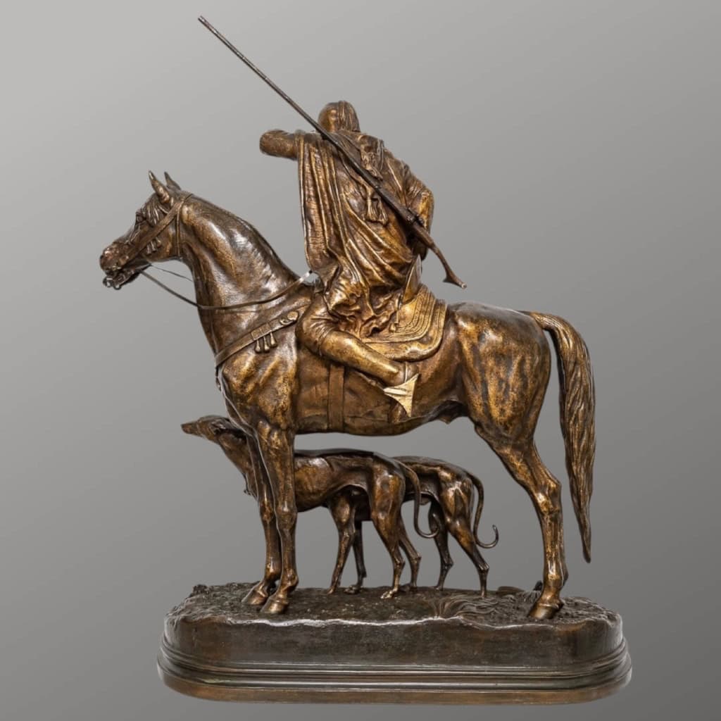 Groupe En Bronze « Cavalier Arabe Avec Deux Lévriers » , Alfred Dubucand (1828-1894) 6