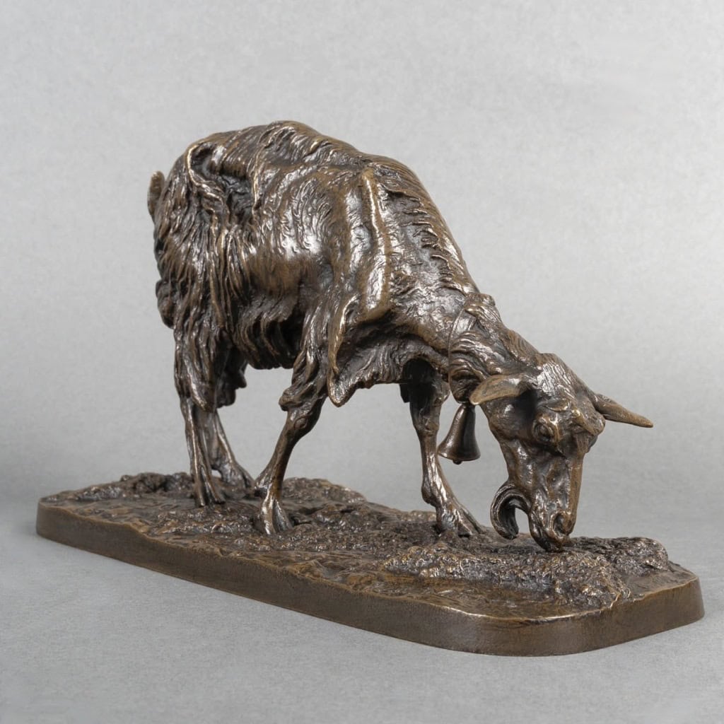 Sculpture – Chèvre Broutant , Pierre – Jules Mêne (1810-1879) – Bronze 3