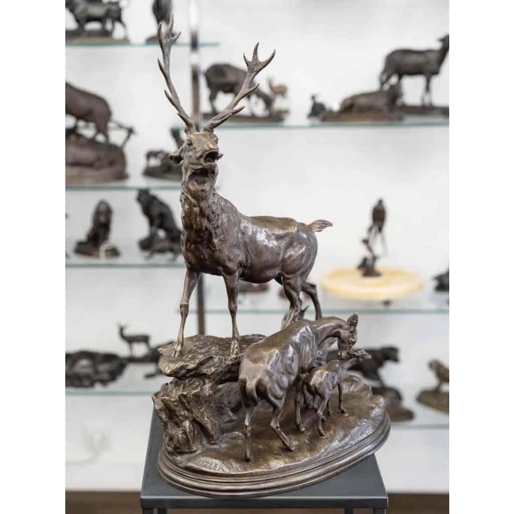 Sculpture – Famille De Cervidés , Hippolyte Heizler (1828-1871) – Bronze 4 Sculpture – Famille De Cervidés , Hippolyte Heizler (1828-1871) – Bronze 4