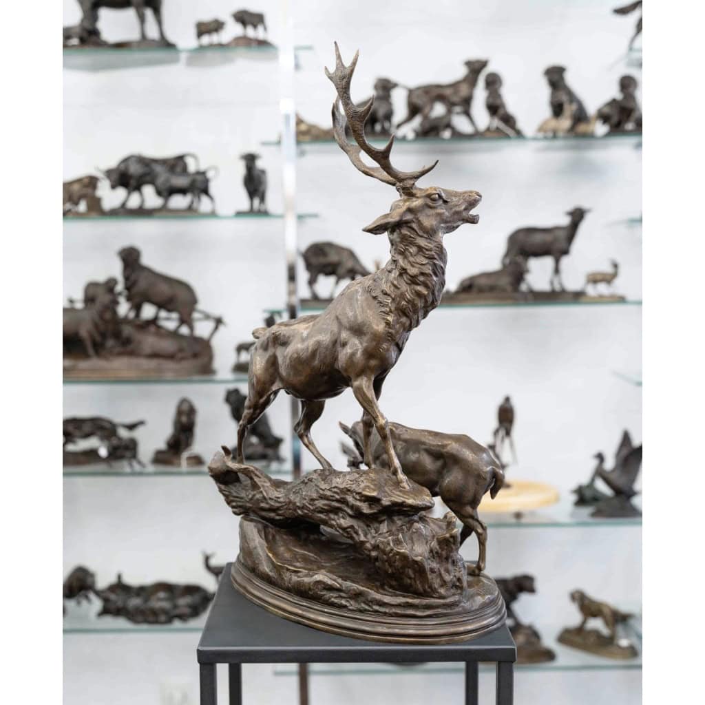 Sculpture – Famille De Cervidés , Hippolyte Heizler (1828-1871) – Bronze 8 Sculpture – Famille De Cervidés , Hippolyte Heizler (1828-1871) – Bronze 8