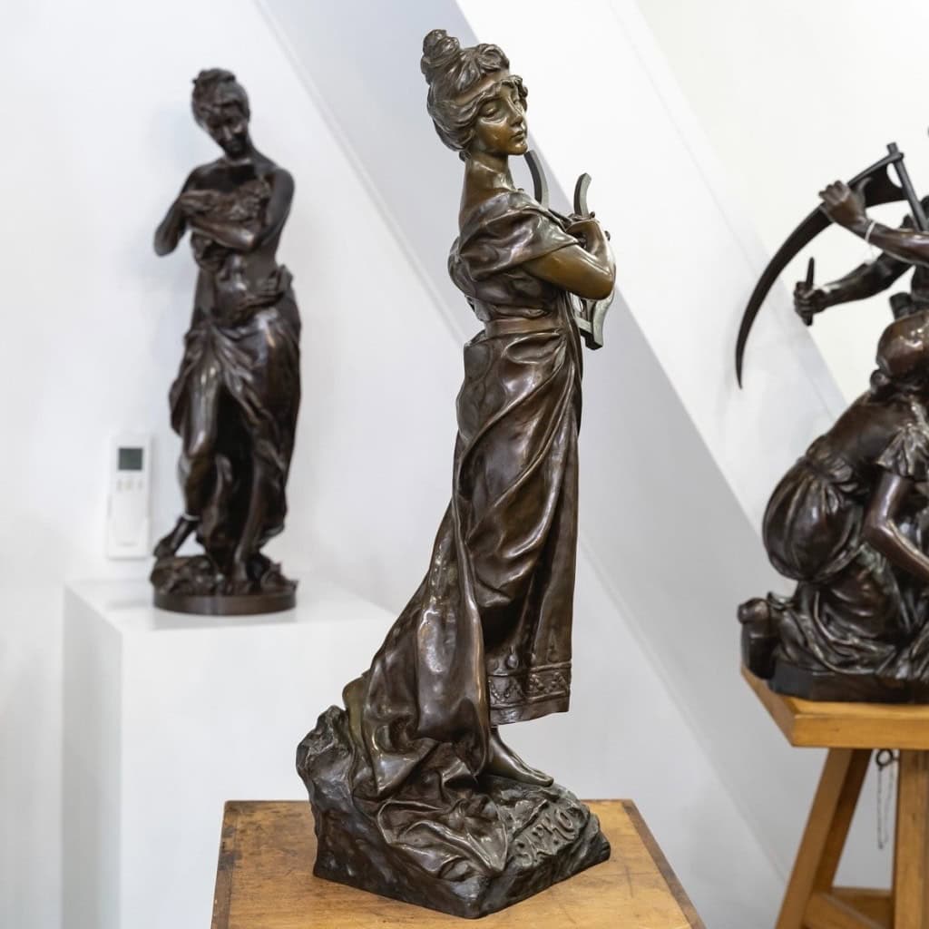 Sculpture – Sapho , Emmanuel Villanis (1858-1914) – Bronze 6