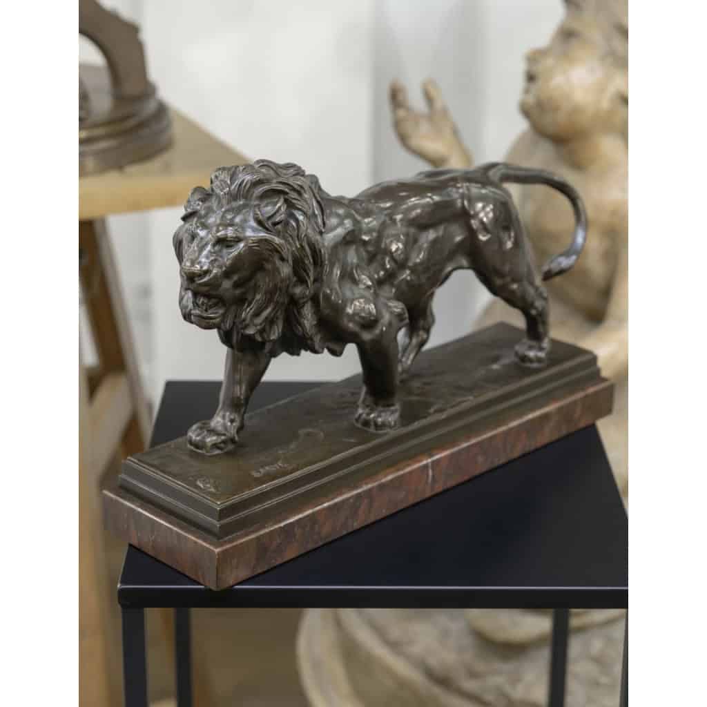 Sculpture – Le Lion Marchant , Antoine – Louis Barye (1795-1875) – Bronze 4