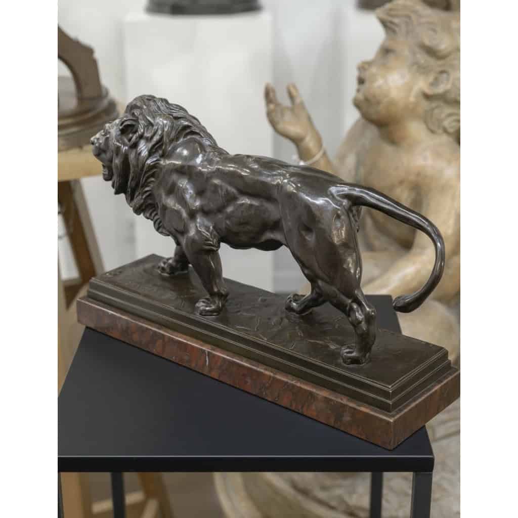 Sculpture – Le Lion Marchant , Antoine – Louis Barye (1795-1875) – Bronze 8