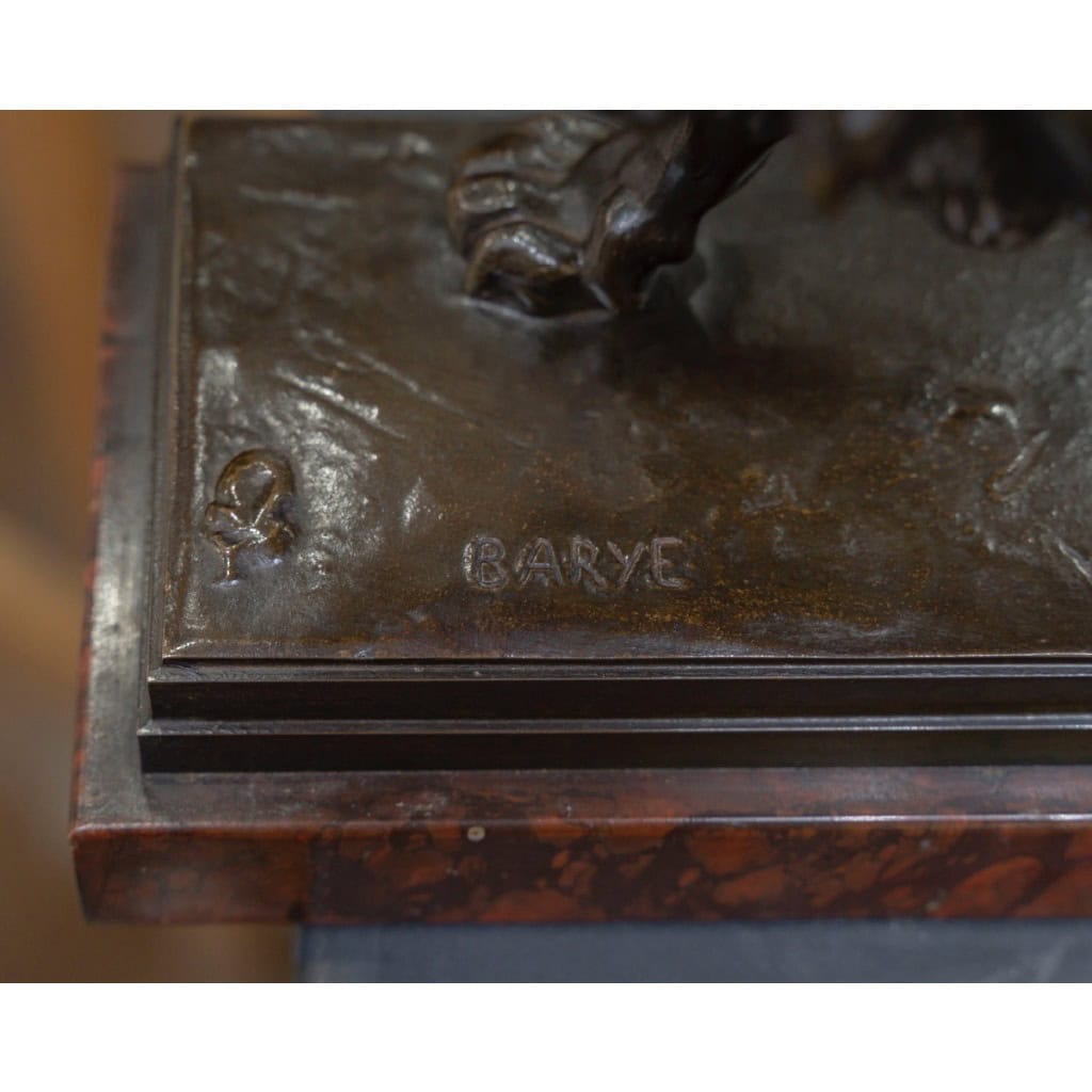 Sculpture – Le Lion Marchant , Antoine – Louis Barye (1795-1875) – Bronze 9