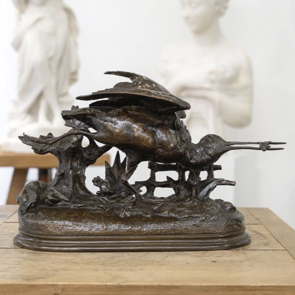 Sculpture – Bécasse À L’ Envol , Jules Moigniez (1835-1894) – Bronze 3