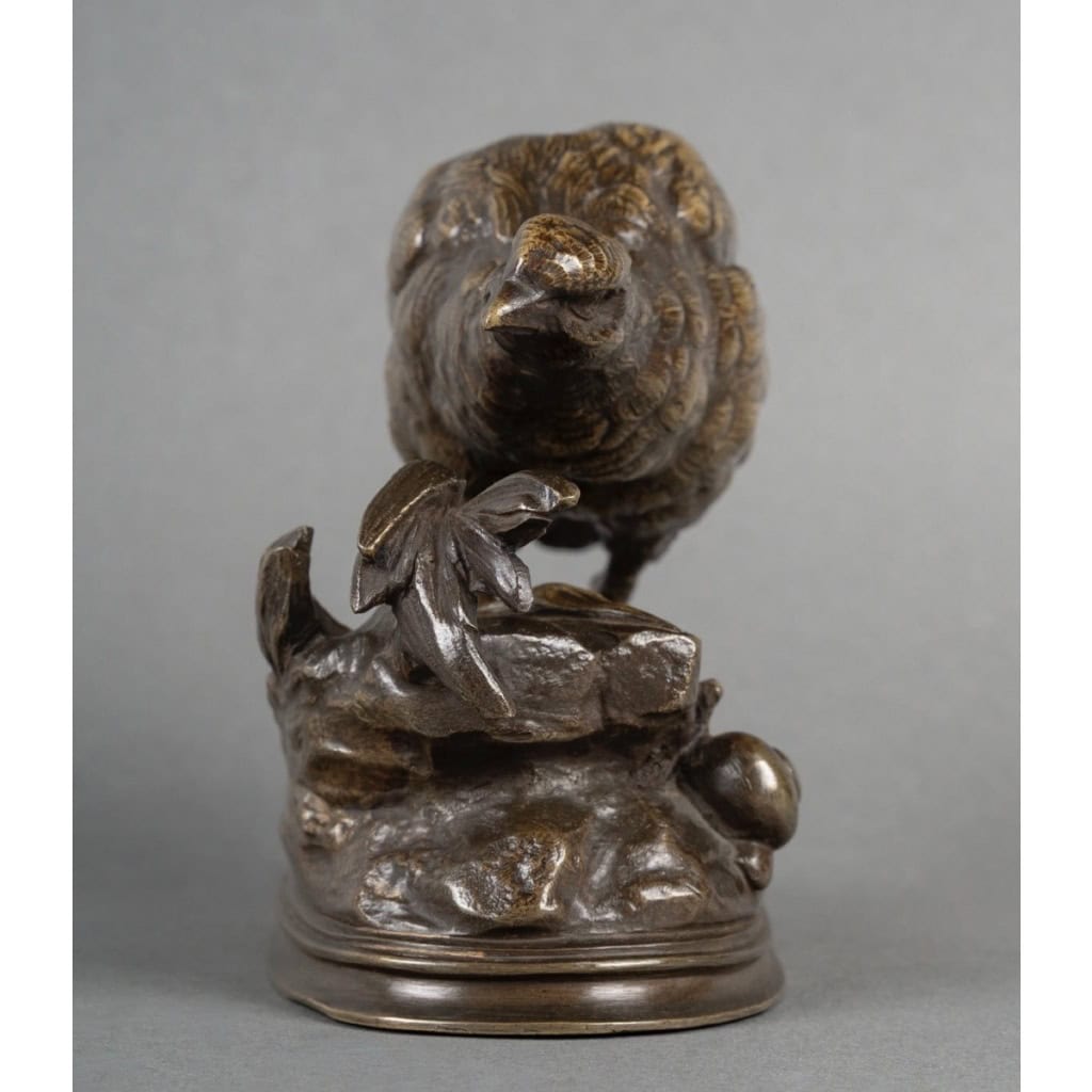 Sculpture – La Perdrix Et L&rsquo;Escargot , Prosper Lecourtier (1851-1924) – Bronze 5