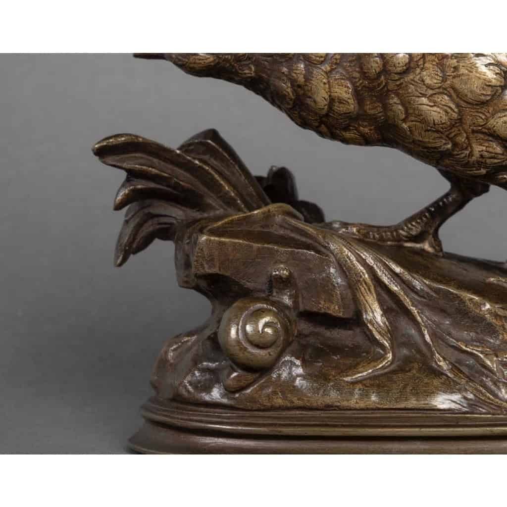Sculpture – La Perdrix Et L&rsquo;Escargot , Prosper Lecourtier (1851-1924) – Bronze 6