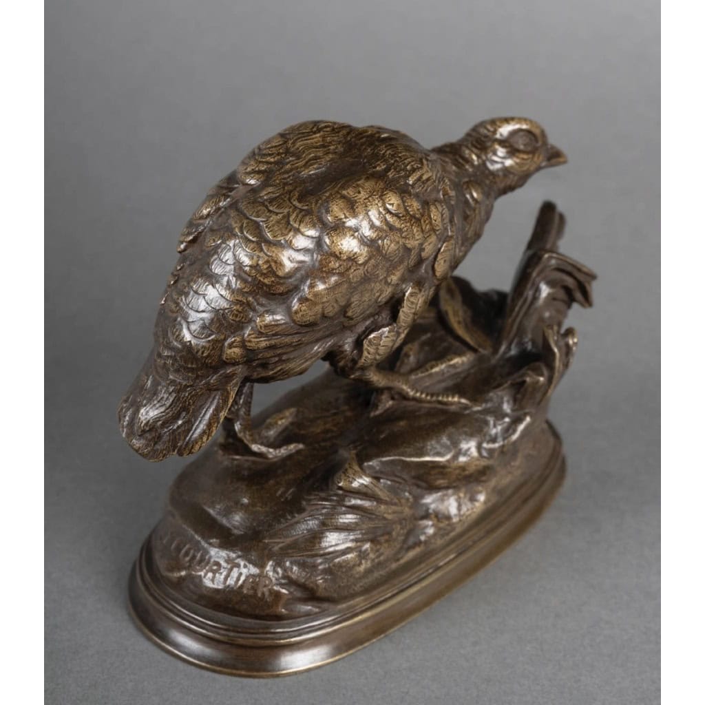 Sculpture – La Perdrix Et L&rsquo;Escargot , Prosper Lecourtier (1851-1924) – Bronze 7