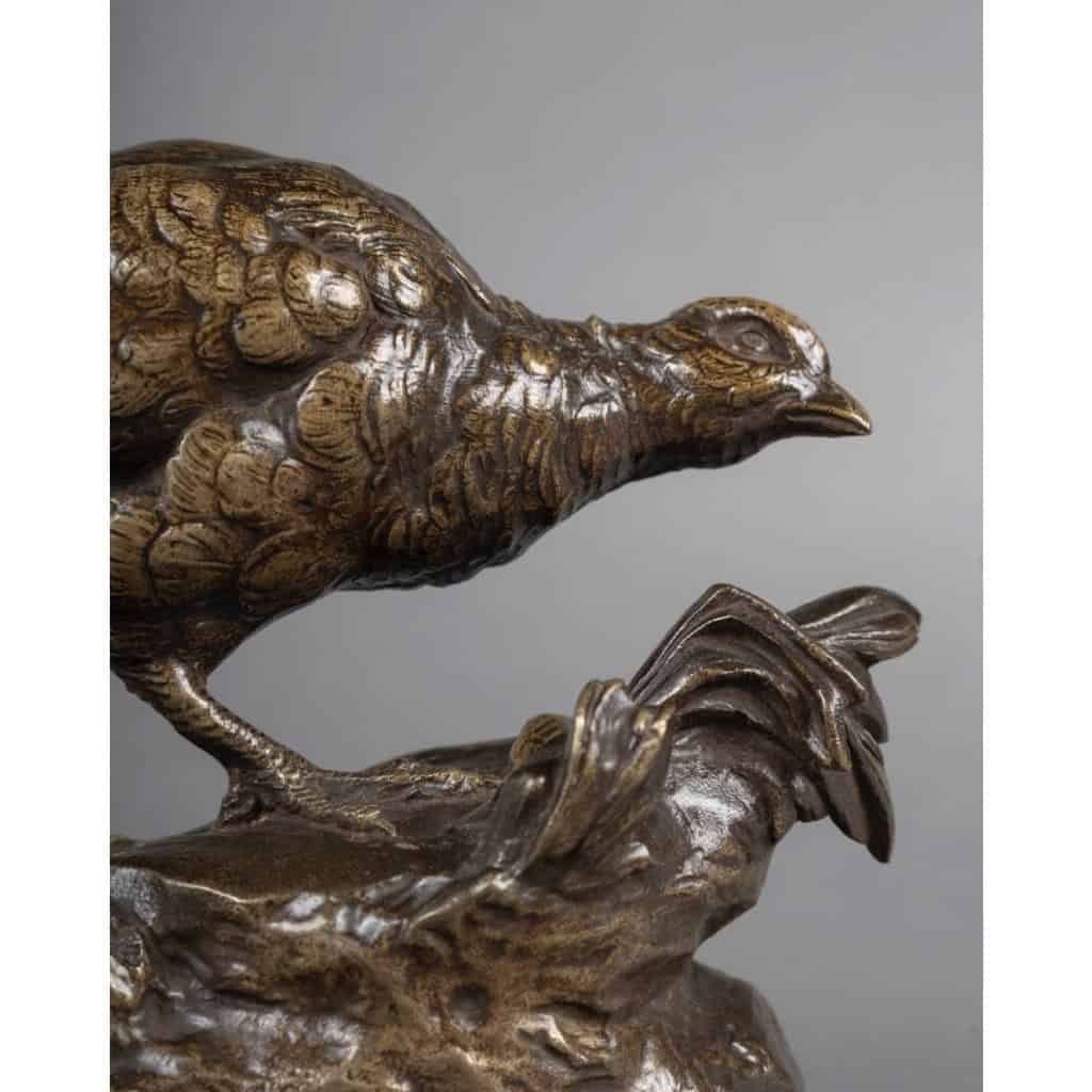 Sculpture – La Perdrix Et L&rsquo;Escargot , Prosper Lecourtier (1851-1924) – Bronze 10