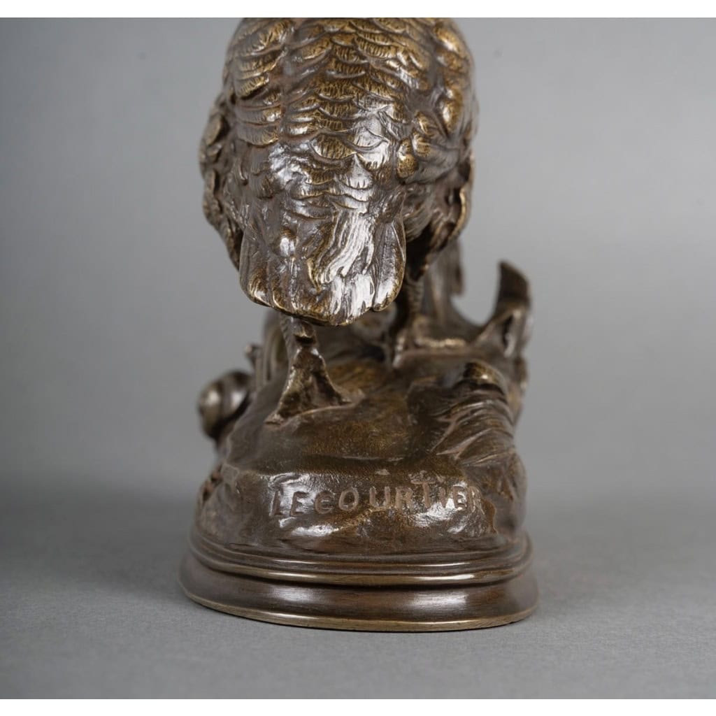 Sculpture – La Perdrix Et L&rsquo;Escargot , Prosper Lecourtier (1851-1924) – Bronze 11