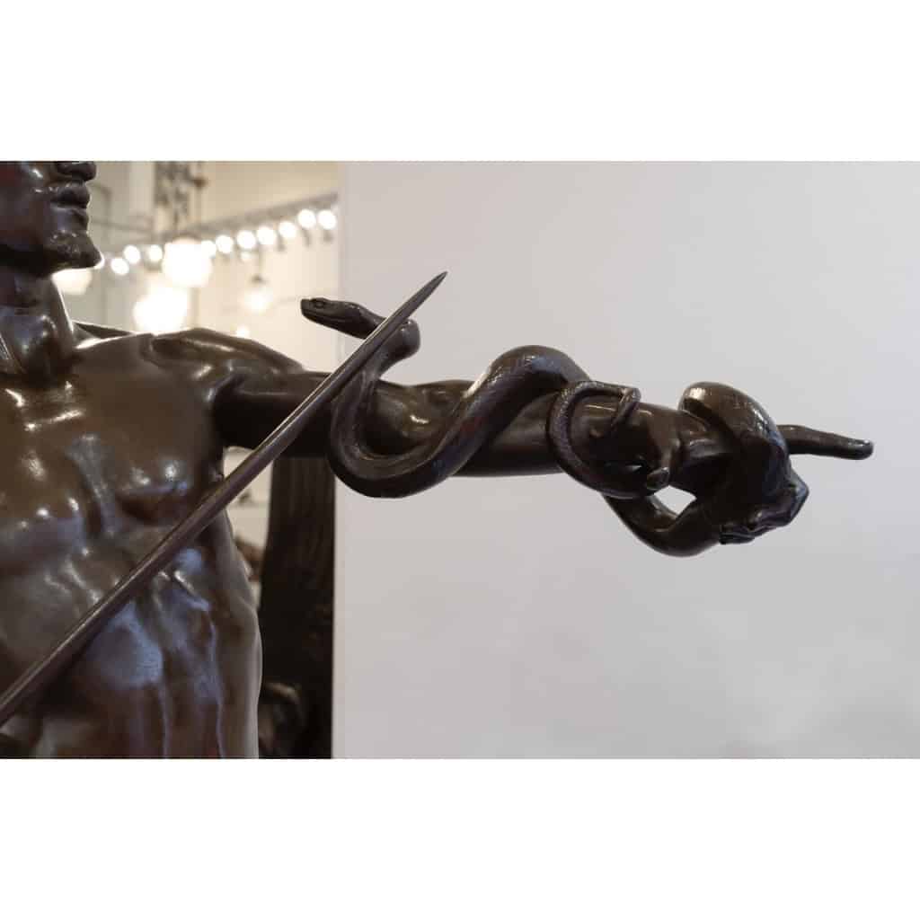 Sculpture – Le Charmeur De Serpent , Eugène Marioton (1857-1933) – Bronze 5