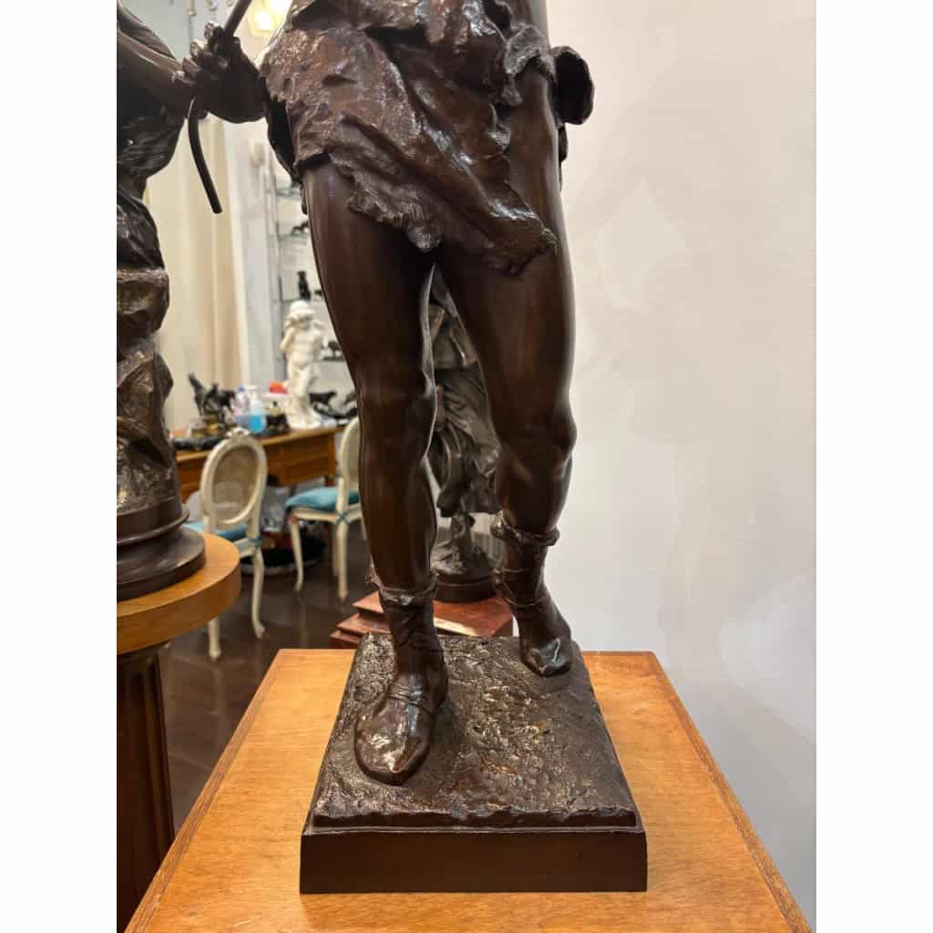 Sculpture – Le Charmeur De Serpent , Eugène Marioton (1857-1933) – Bronze 13