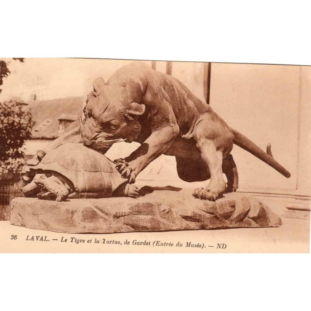 Groupe en bronze , Le Tigre Et La Tortue , Georges Gardet (1863-1939) 13