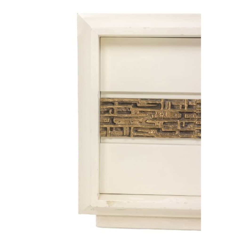 Luciano Frigerio. Paire de chevets en bois laqué et bronze. Années 70 8