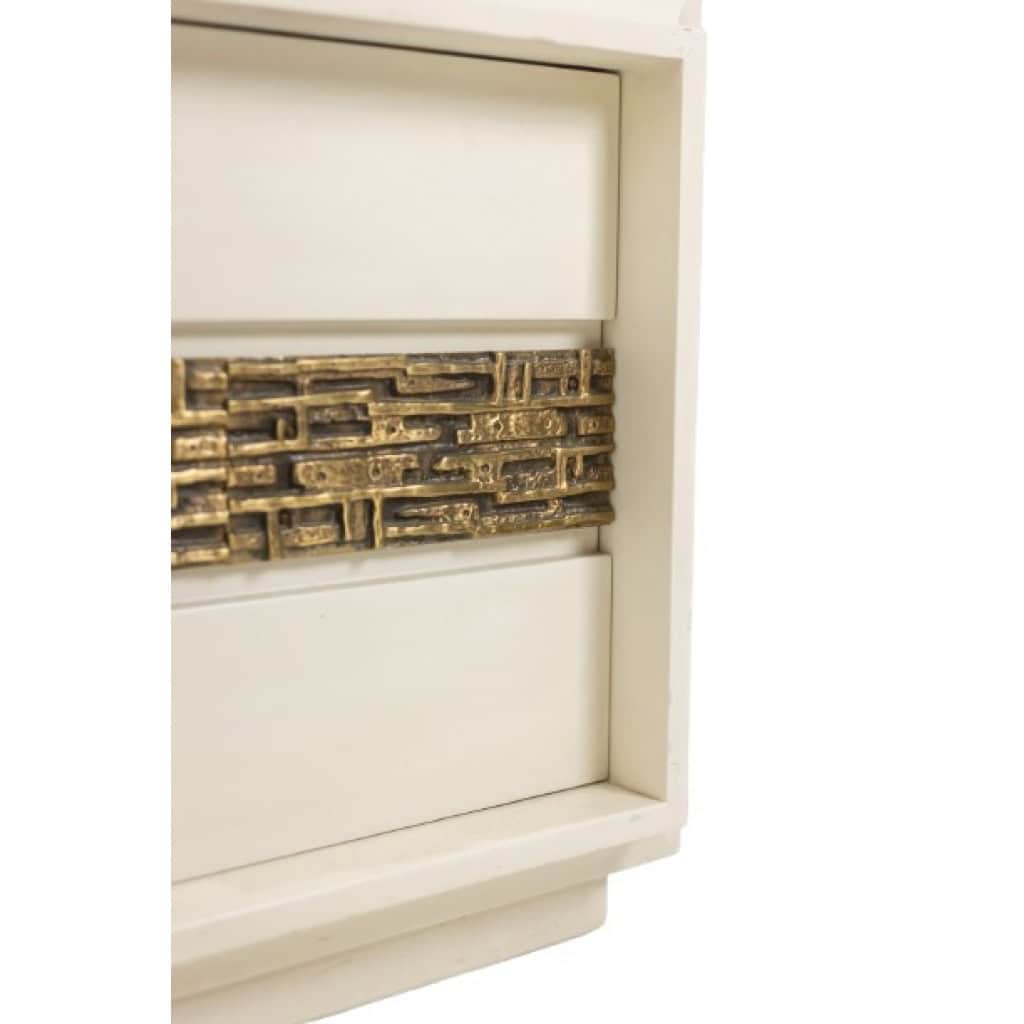 Luciano Frigerio. Paire de chevets en bois laqué et bronze. Années 70 10