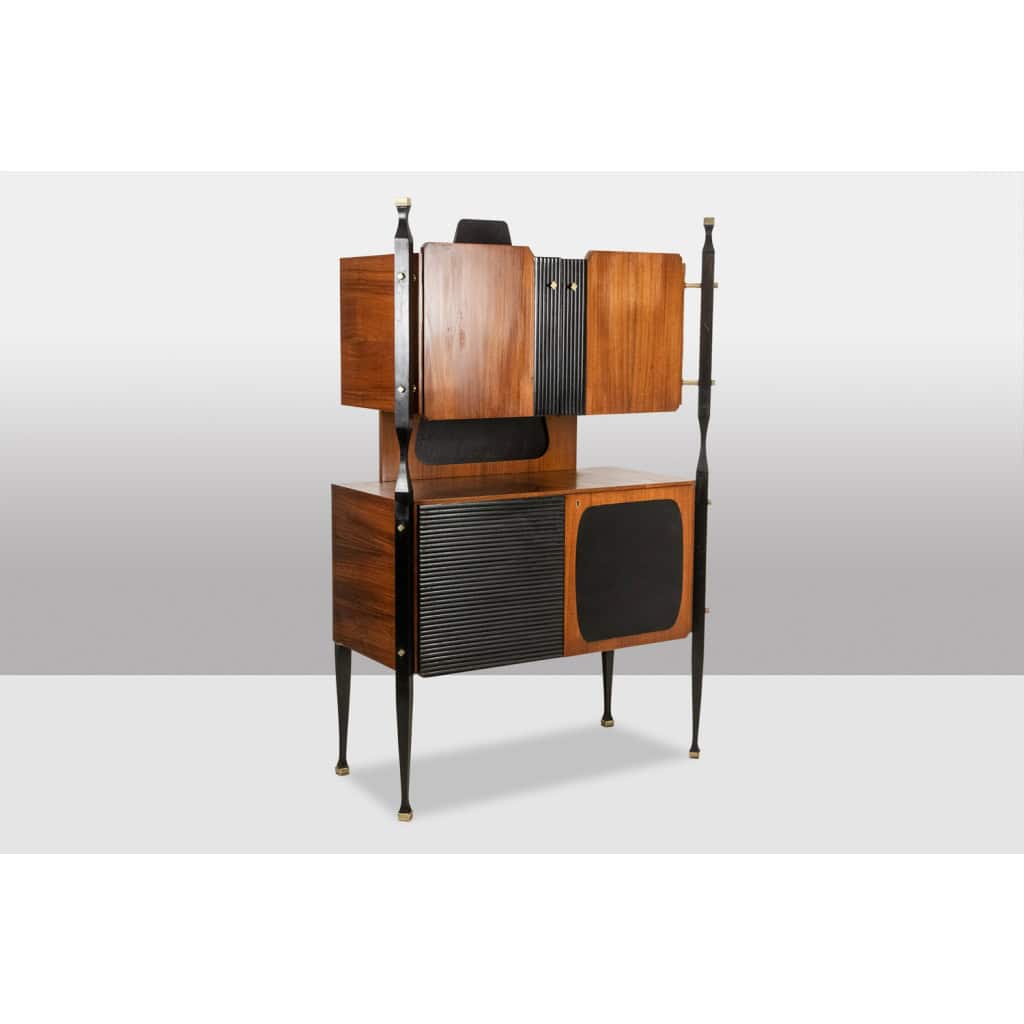 Paire de cabinets italiens en placage de teck. Années 1960. 6