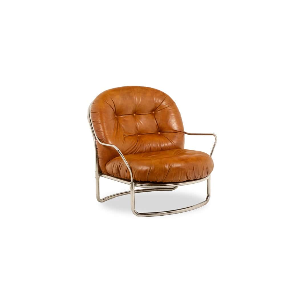 Carlo Di Carli. Fauteuil en cuir et métal. Années 1970 3