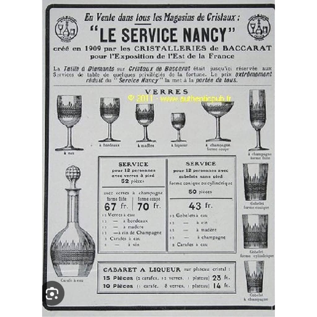 12 verres à eau en cristal de Baccarat Modèle Nancy 5