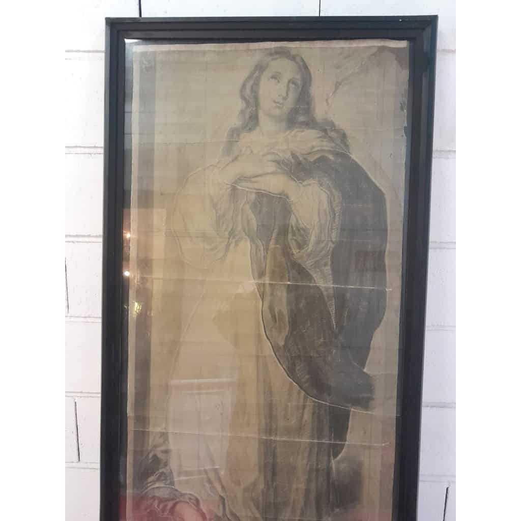 Grand dessin préparatoire, l&rsquo;Assomption de la Vierge, projet de vitrail, XIXÈME 7