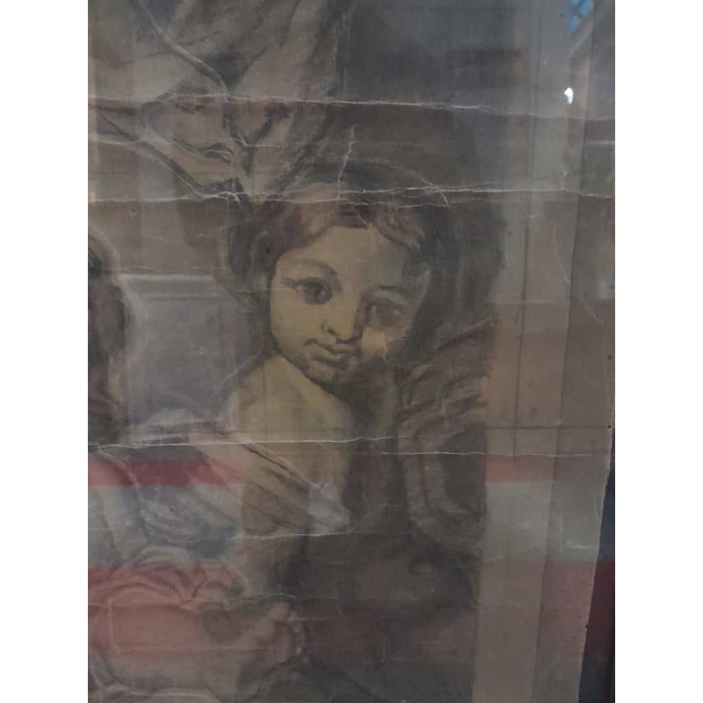 Grand dessin préparatoire, l&rsquo;Assomption de la Vierge, projet de vitrail, XIXÈME 10