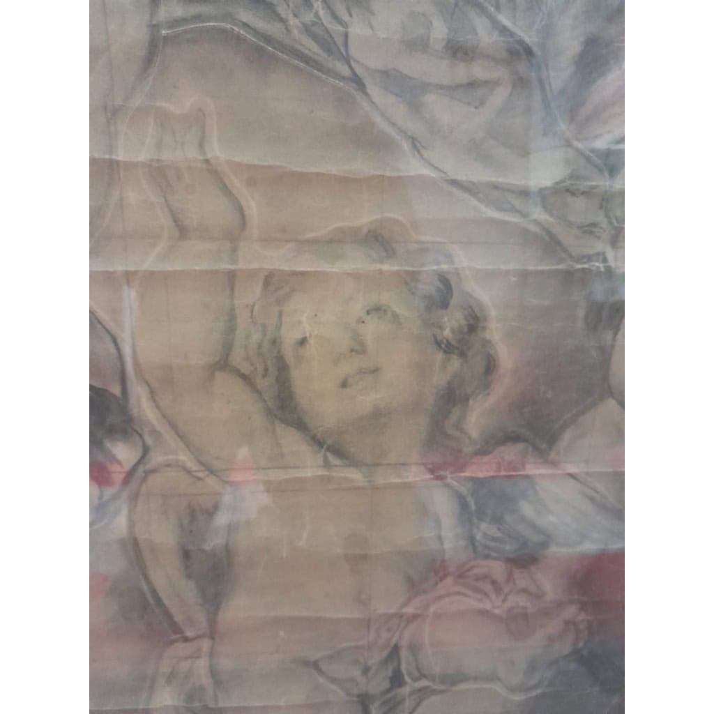 Grand dessin préparatoire, l&rsquo;Assomption de la Vierge, projet de vitrail, XIXÈME 11