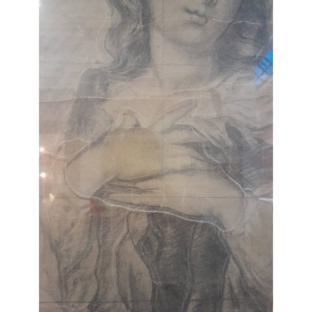 Grand dessin préparatoire, l&rsquo;Assomption de la Vierge, projet de vitrail, XIXÈME 13