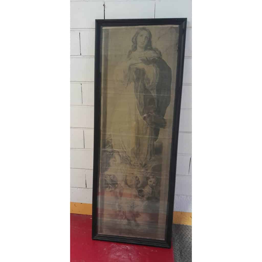 Grand dessin préparatoire, l&rsquo;Assomption de la Vierge, projet de vitrail, XIXÈME 4