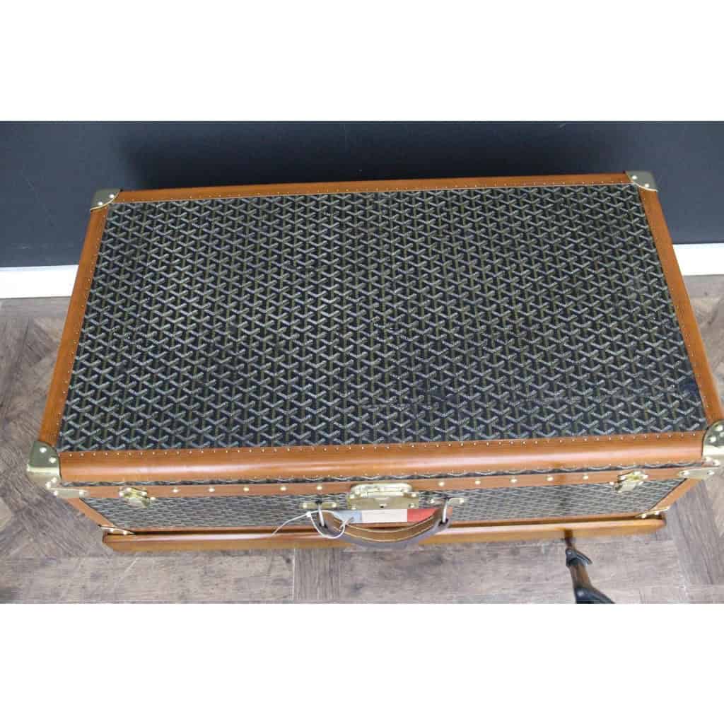 Valise Goyard ancienne 86 cm en toile a chevrons 17 Valise Goyard ancienne 86 cm en toile a chevrons 17