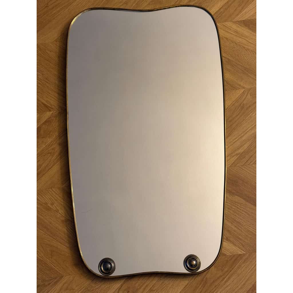Miroir moderniste Italien en laiton doré années 60, style Gio Ponti,Fontana Arte 17