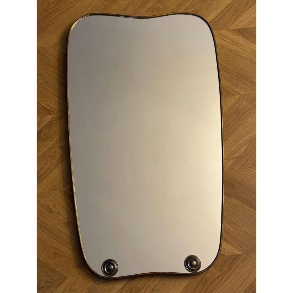 Miroir moderniste Italien en laiton doré années 60, style Gio Ponti,Fontana Arte 18