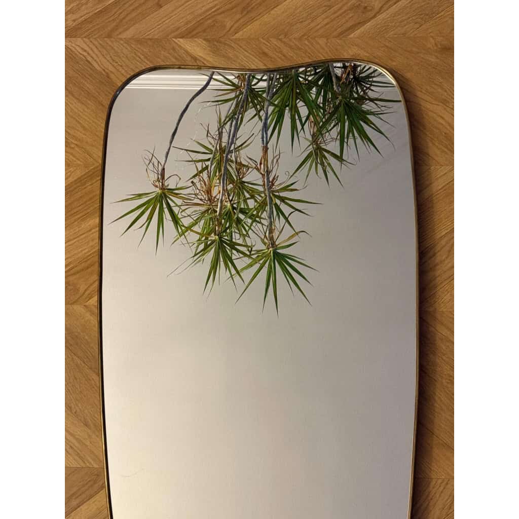 Miroir moderniste Italien en laiton doré années 60, style Gio Ponti,Fontana Arte 19