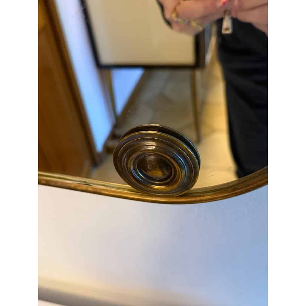 Miroir moderniste Italien en laiton doré années 60, style Gio Ponti,Fontana Arte 20