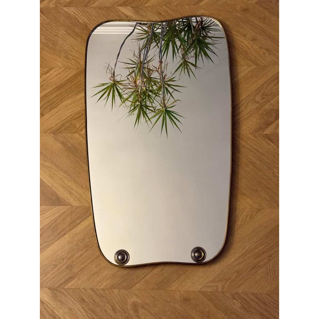 Miroir moderniste Italien en laiton doré années 60, style Gio Ponti,Fontana Arte 6