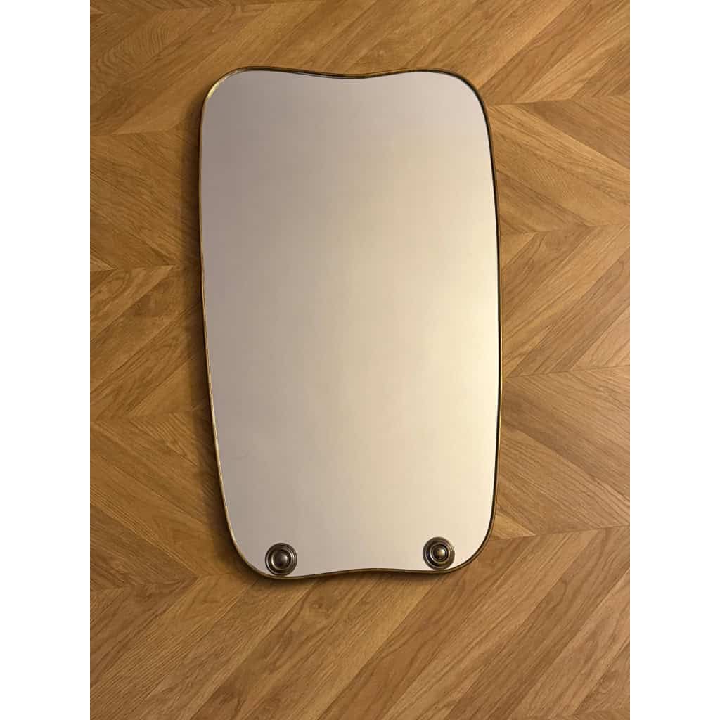 Miroir moderniste Italien en laiton doré années 60, style Gio Ponti,Fontana Arte 8