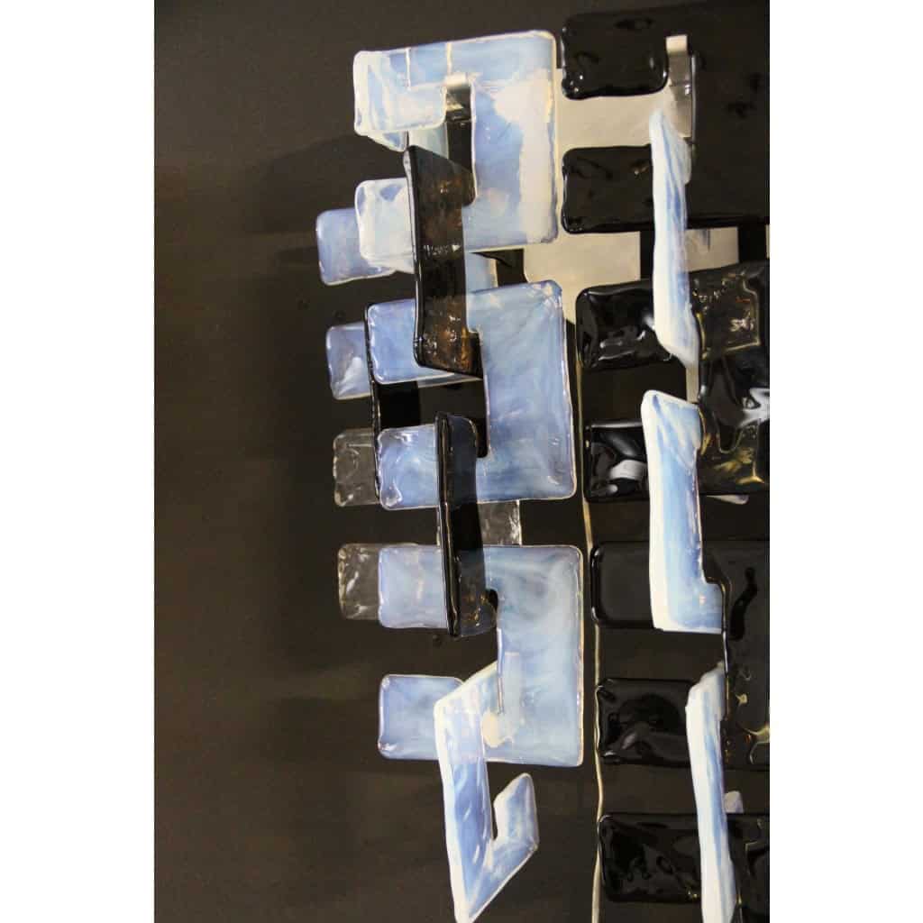 Paire d&rsquo;appliques Carlo Nasonmoderne en verre de Murano noir,irisé et cristal pour Mazzega 8
