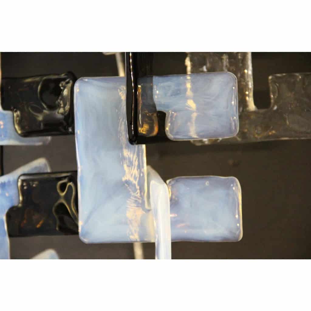 Paire d&rsquo;appliques Carlo Nasonmoderne en verre de Murano noir,irisé et cristal pour Mazzega 9