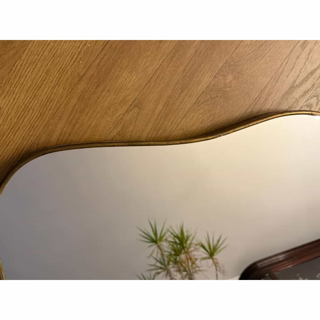 Miroir moderniste Italien en laiton doré années 60, style Gio Ponti,Fontana Arte 10