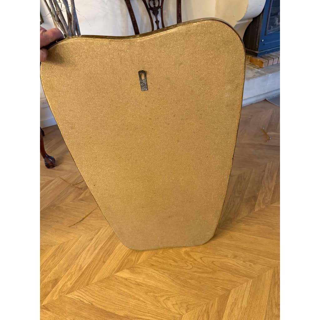 Miroir moderniste Italien en laiton doré années 60, style Gio Ponti,Fontana Arte 12