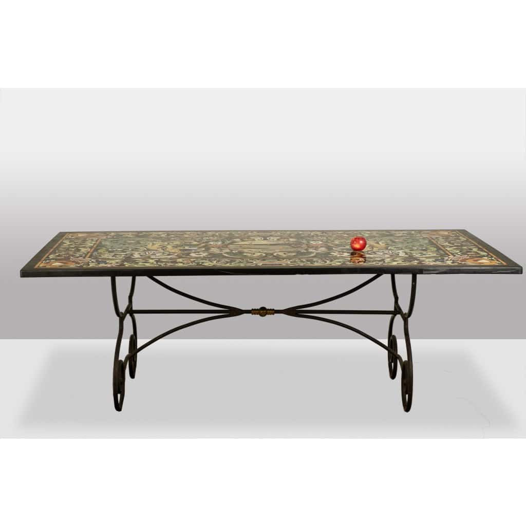 Table de salle à manger en « scagliola » et fer forgé. Années 50 4