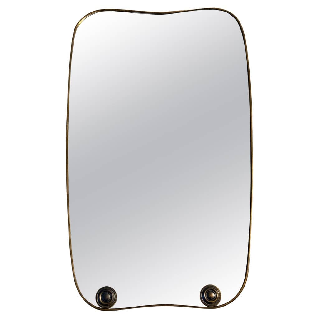Miroir moderniste Italien en laiton doré années 60, style Gio Ponti,Fontana Arte 3
