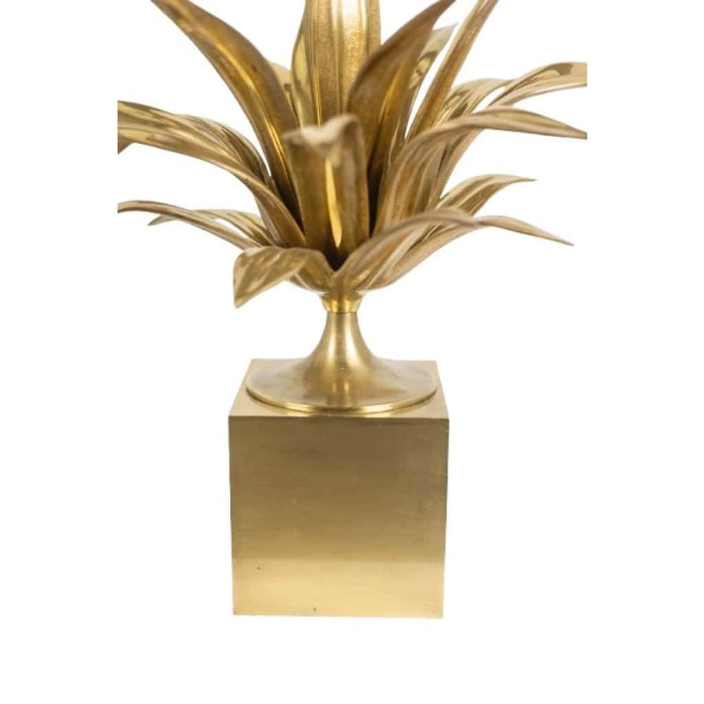 Maison Charles, Lampe « agave » en bronze doré et laiton patiné. Années 70 8