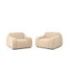 Paire de larges et confortables fauteuils en tissu beige. Contemporains 12